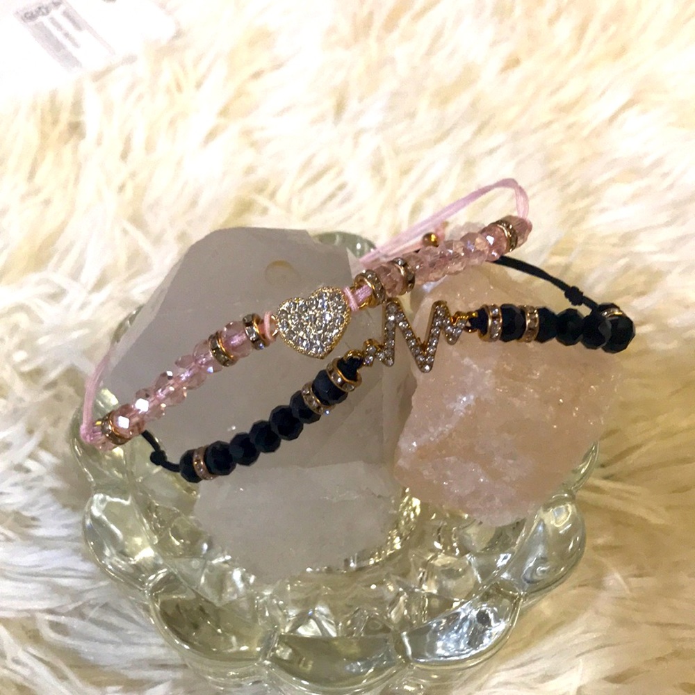 Cute Adjustable  Bracelets  pink and Black